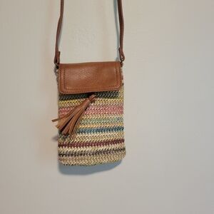 Sun N Sand Brown and Multicolor Woven Crossbody Bag